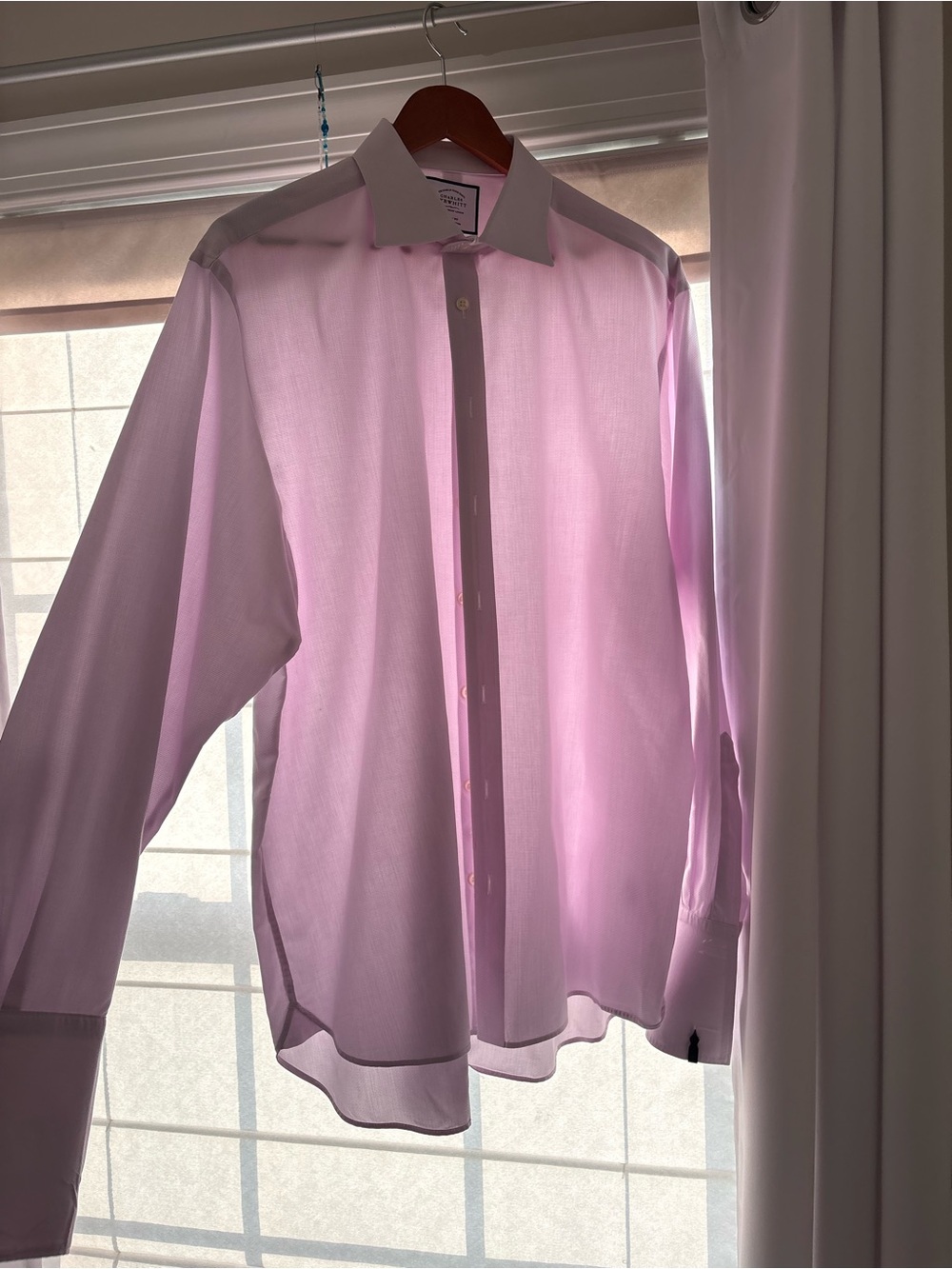 Charles Tyrwhitt Light Pink Men's Dress Shirt with White Collar